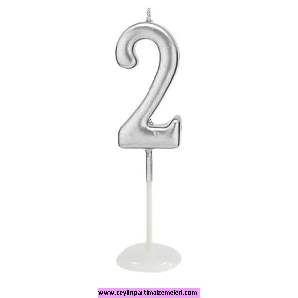 2 Rakam Mum Gümüş